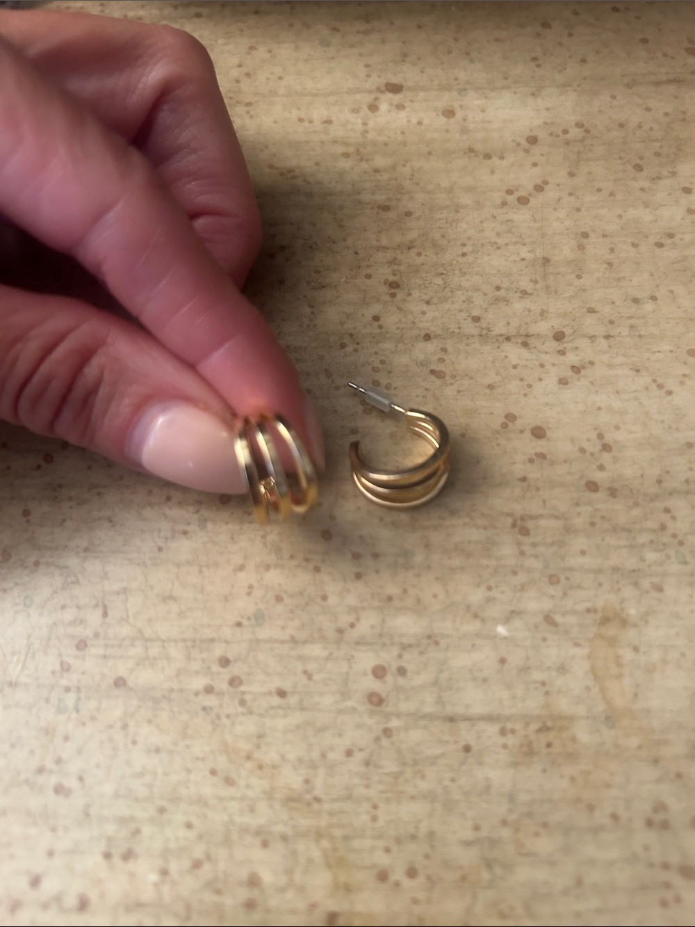 Gold-Tone Triple Hoop Stud Earrings - Women's Jewelry